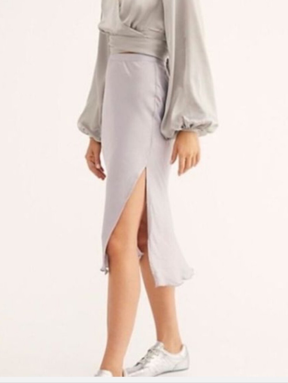 Free People Intimately Satin Slip Skirt With Slit Sweet Talker